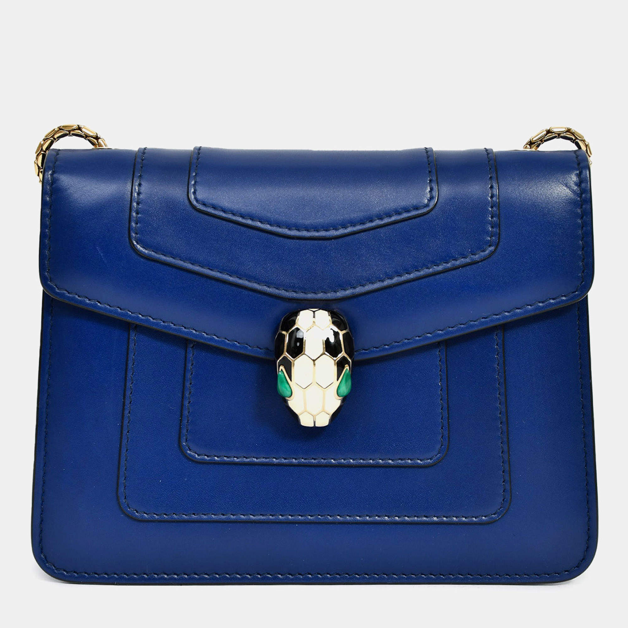 مملوكة مسبقًا Bvlgari Blue Leather Serpenti Forever Small Crossbody Bag