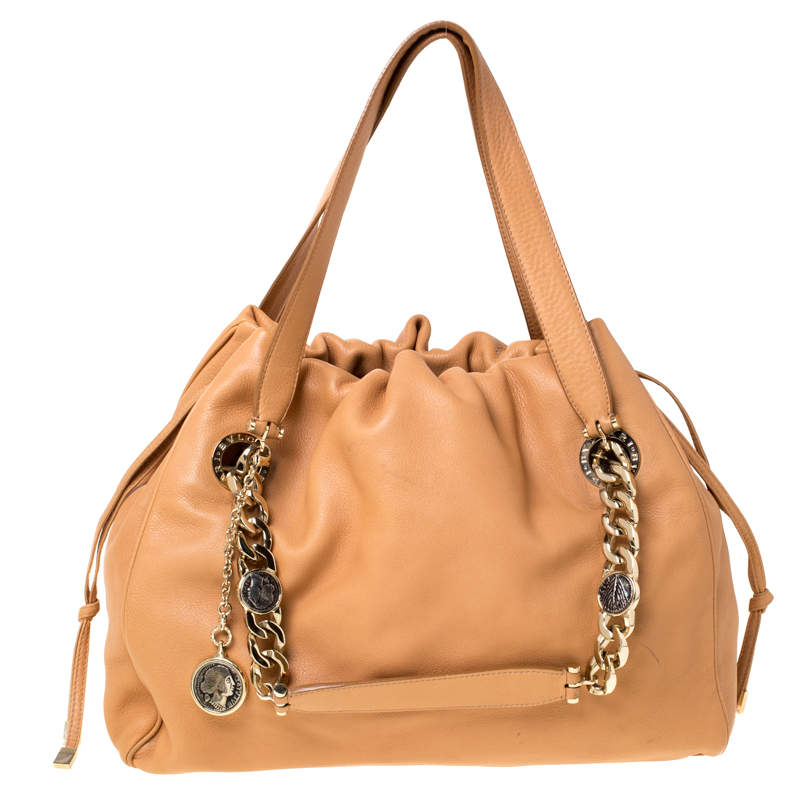 Pre Owned Bvlgari Beige Leather Bonton Tote