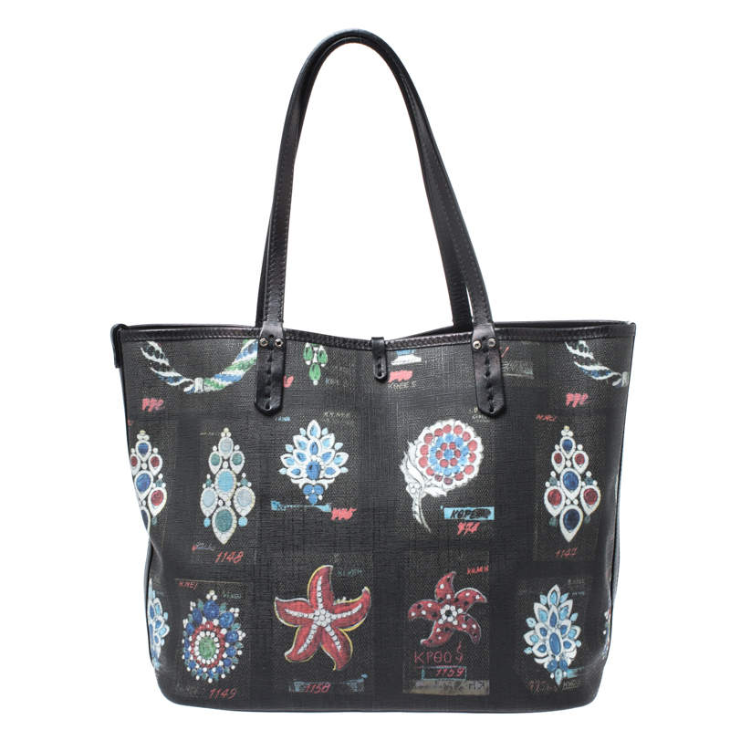 Bvlgari Black Printed Canvas Tote