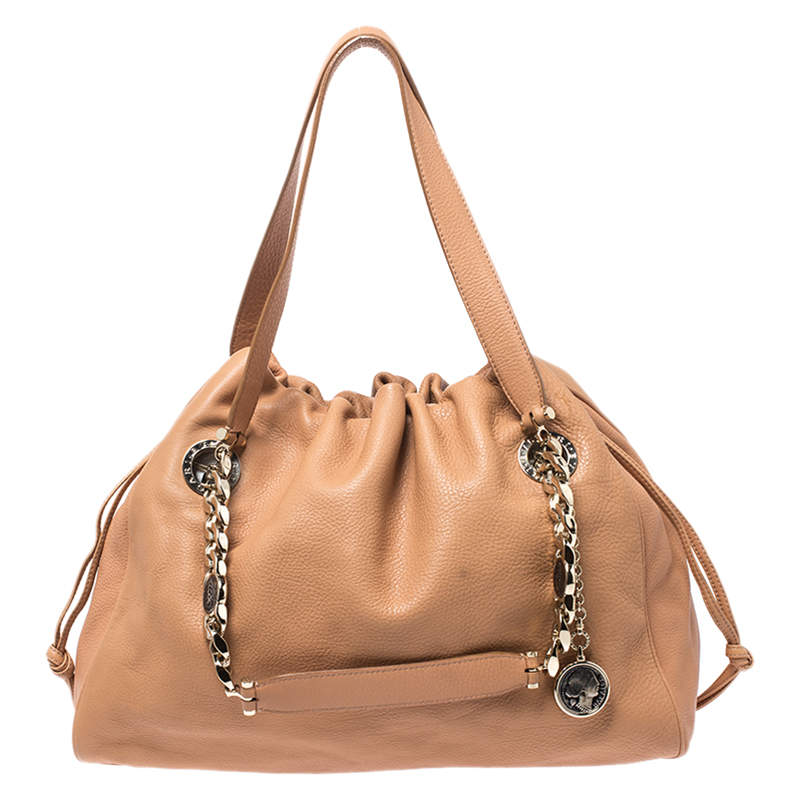 Pre Owned Bvlgari Beige Leather Bonton Tote