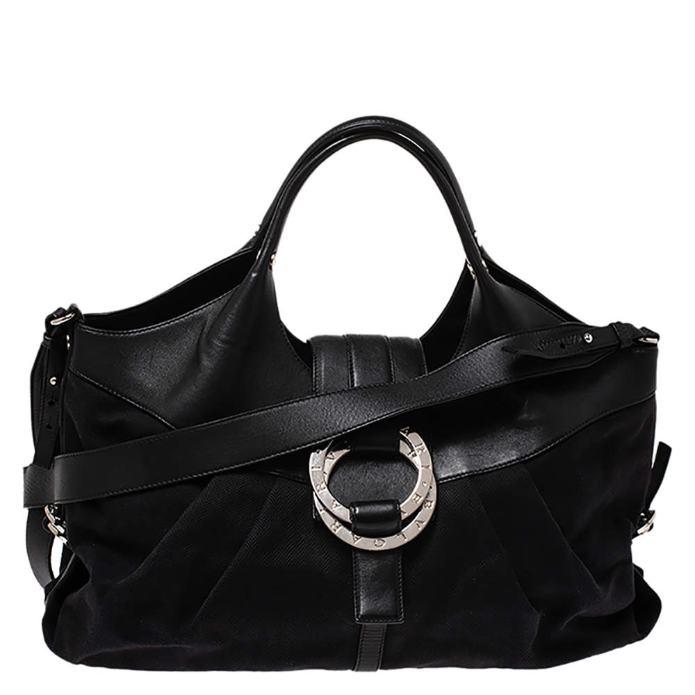 مملوكة مسبقًا Bvlgari Black Canvas and Leather Chandra Hobo