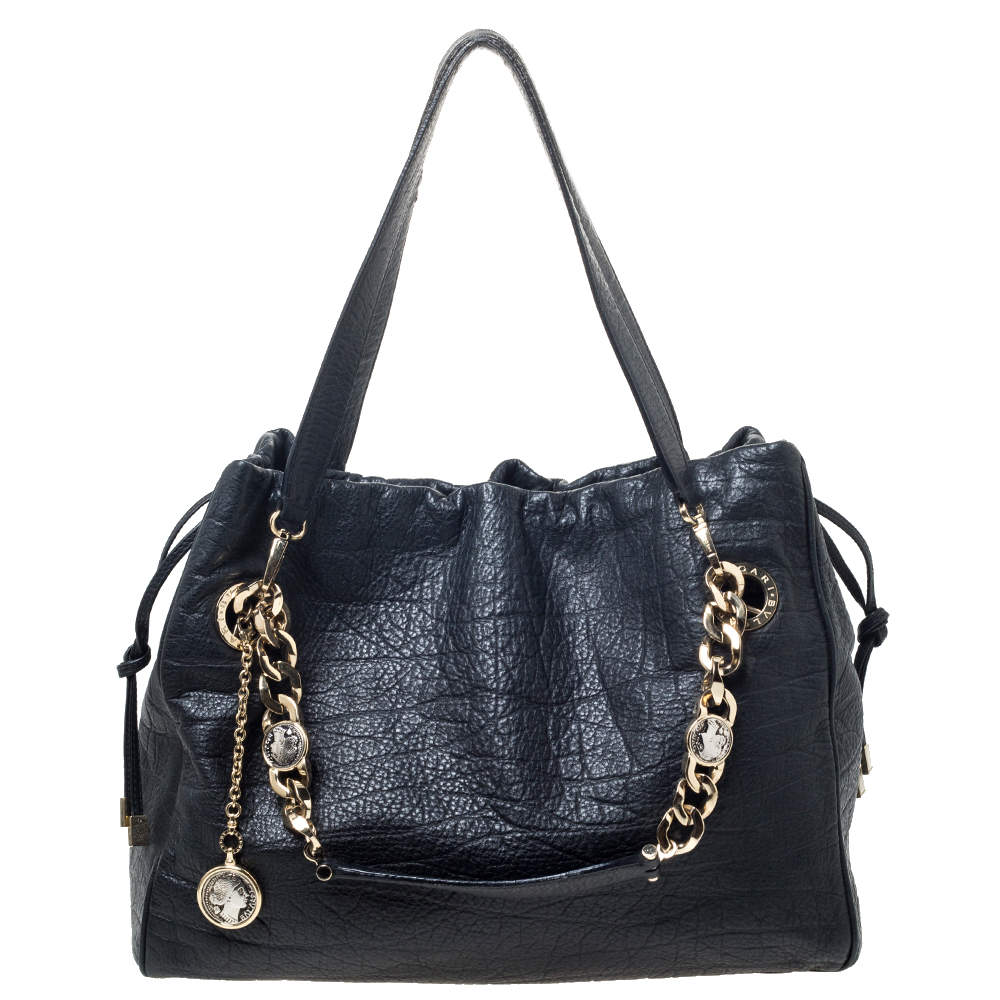 Pre Owned  Bvlgari Black Leather Monete Tote