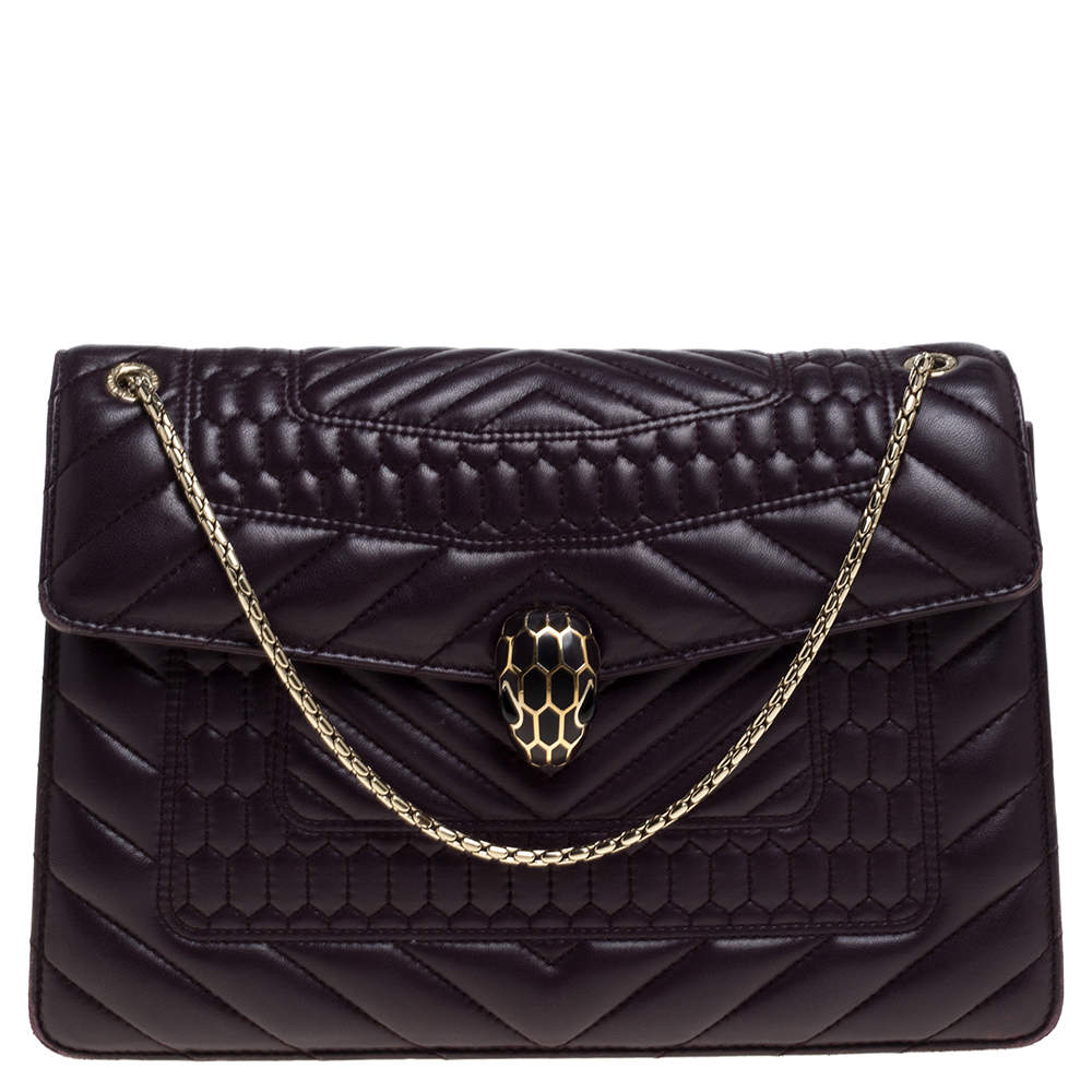 Pre Owned حقيبة كتف بلغاري فوريفر سيربينتي جلد سكالي متوسطة جلد مبطنة خضراء