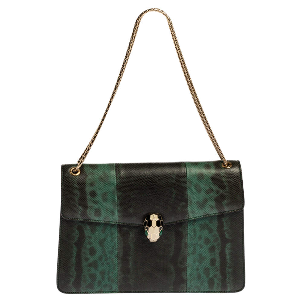 مملوكة مسبقًا Bvlgari Green Karung Medium Serpenti Forever Shoulder Bag