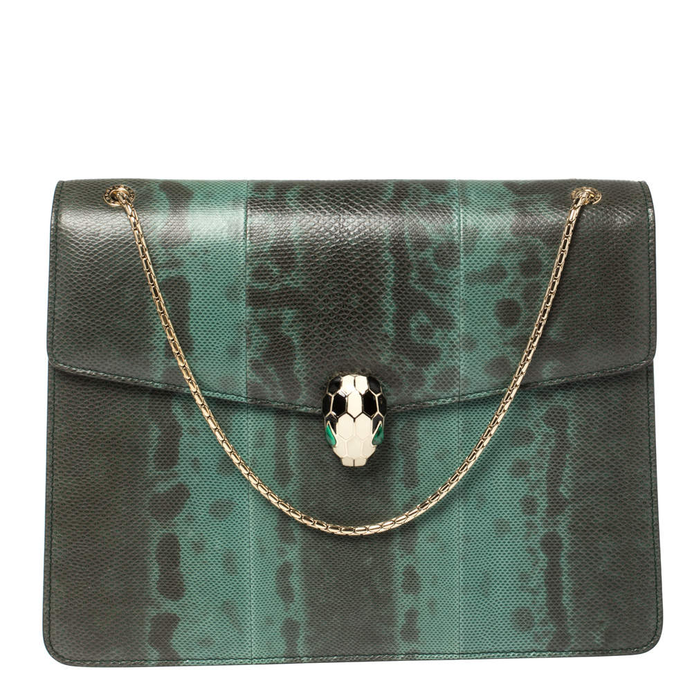 Bvlgari Green Karung Large Serpenti Forever Shoulder Bag