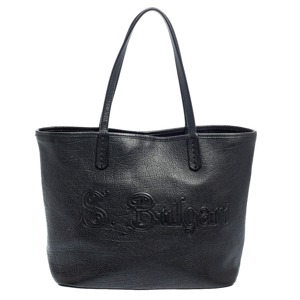 Pre Owned Bvlgari Black Soft Leather Sotirio Tote