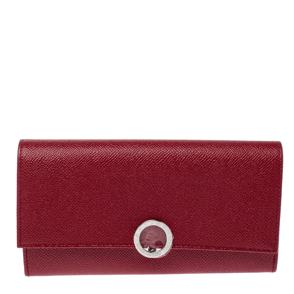 Pre Owned Bvlgari Red Leather Bvlgari Bvlgari Continental Wallet