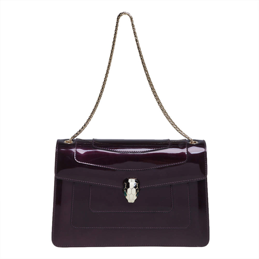 Pre Owned حقيبة كتف بلغاري سيربينتي  فوريفر متوسطة جلد خضراء