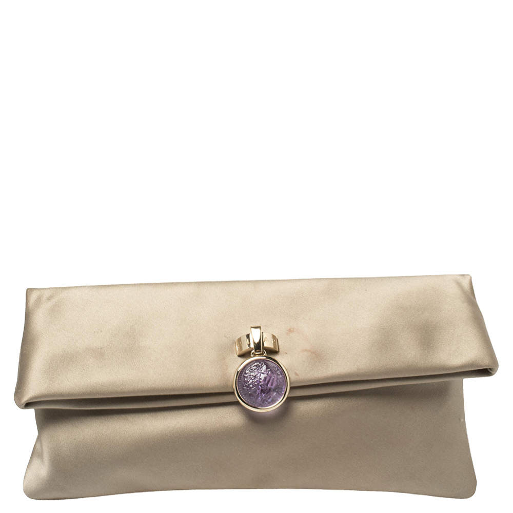 Bvlgari Grey Satin Monete Clutch