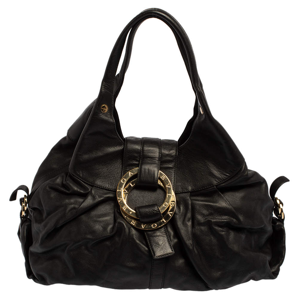 Pre Owned Bvlgari Black Leather Chandra Hobo