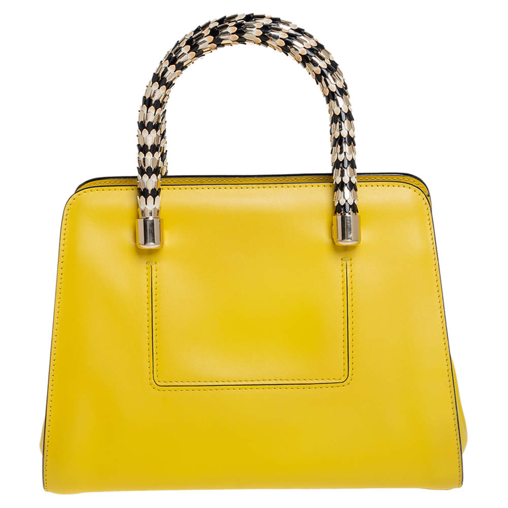 مملوكة مسبقًا Bvlgari Yellow Leather Scaglie Serpenti Satchel