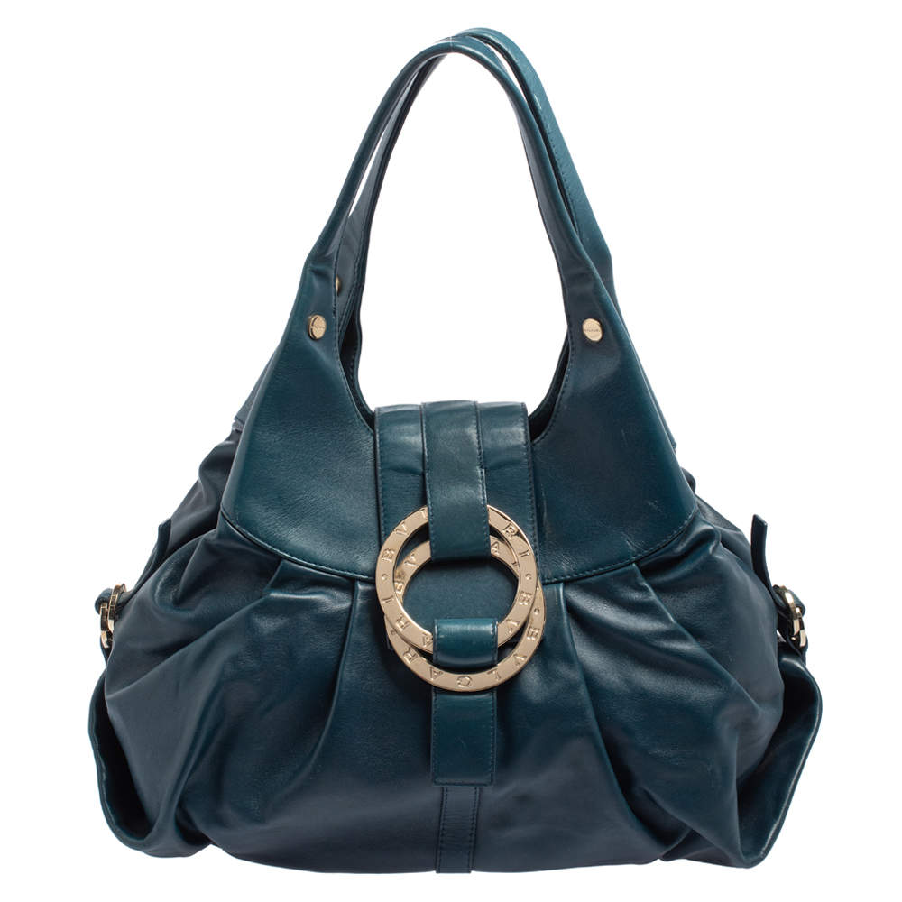 Pre Owned Bvlgari Teal Leather Chandra Hobo