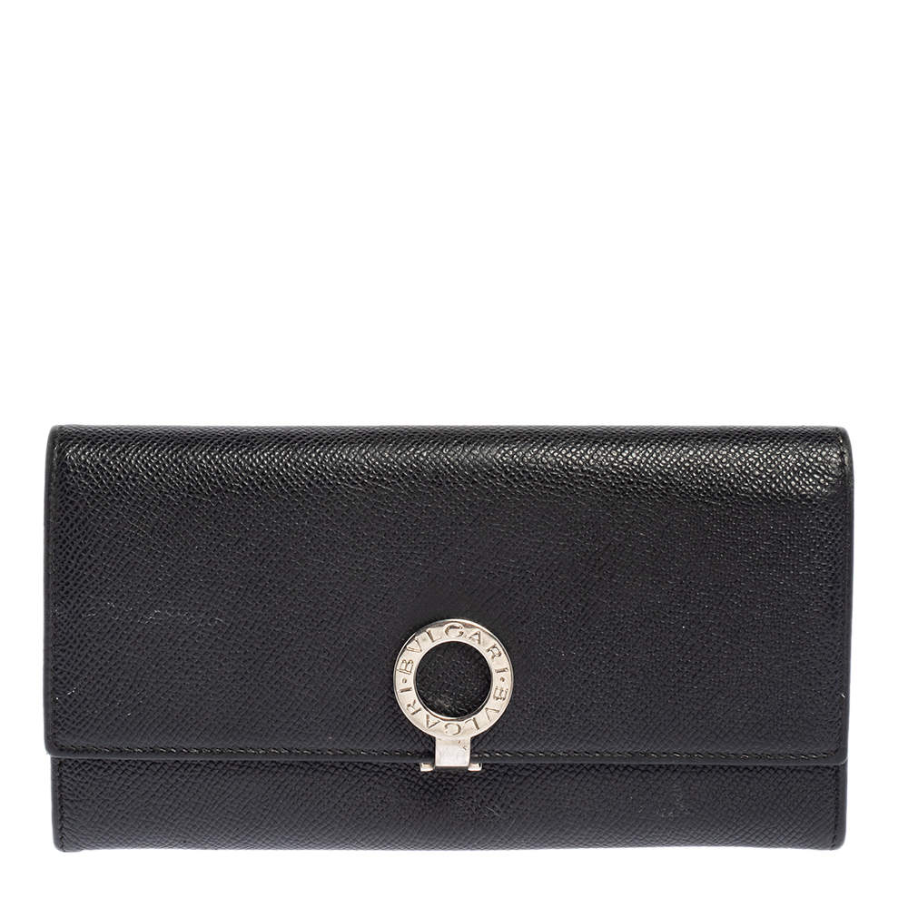 Pre Owned Bvlgari Black Leather Bvlgari Bvlgari Continental Wallet