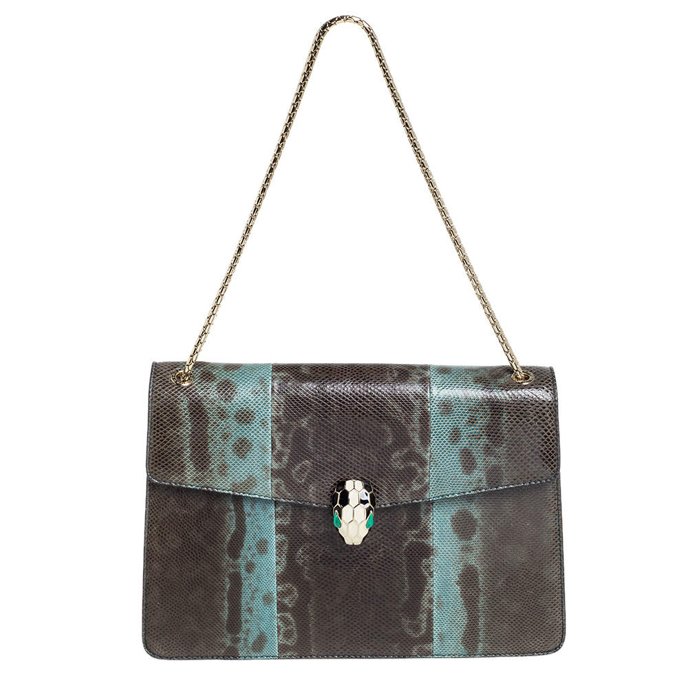 Bvlgari Green Karung Medium Serpenti Forever Shoulder Bag