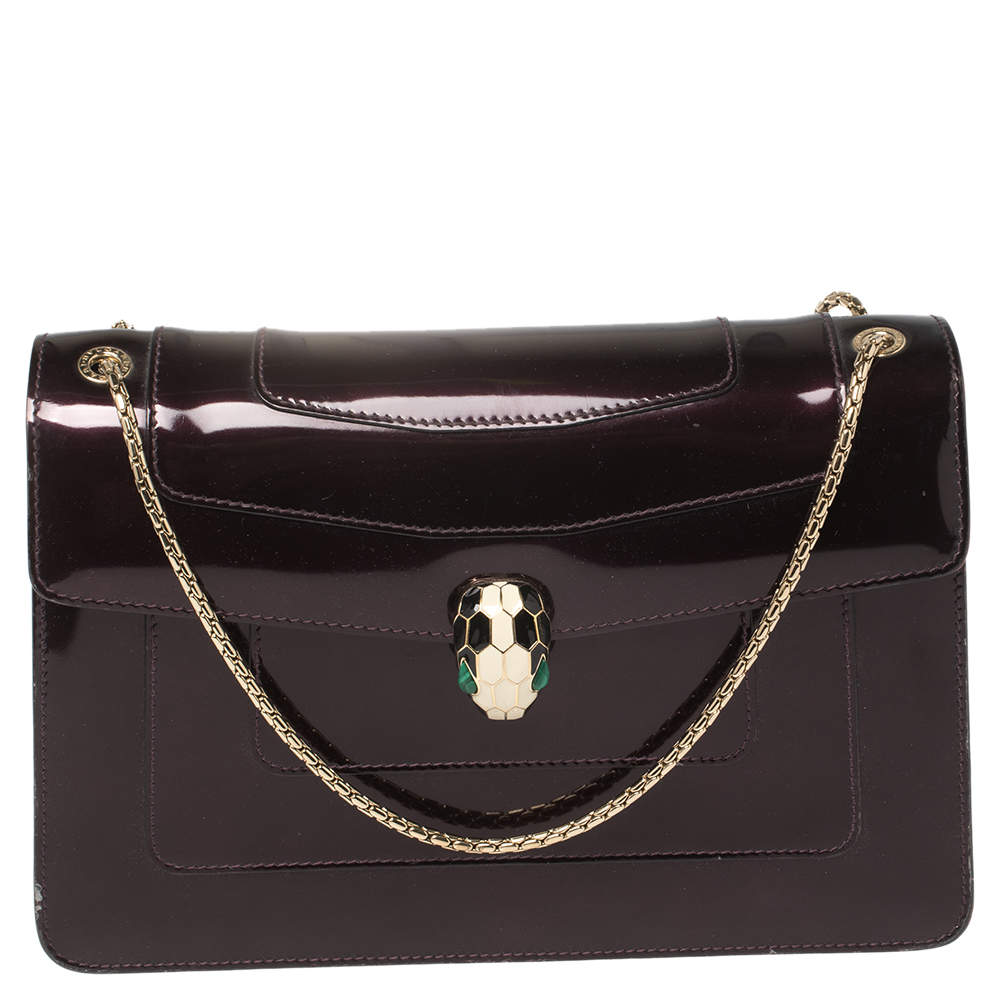 Bvlgari Plum Patent Leather Medium Serpenti Forever Shoulder Bag