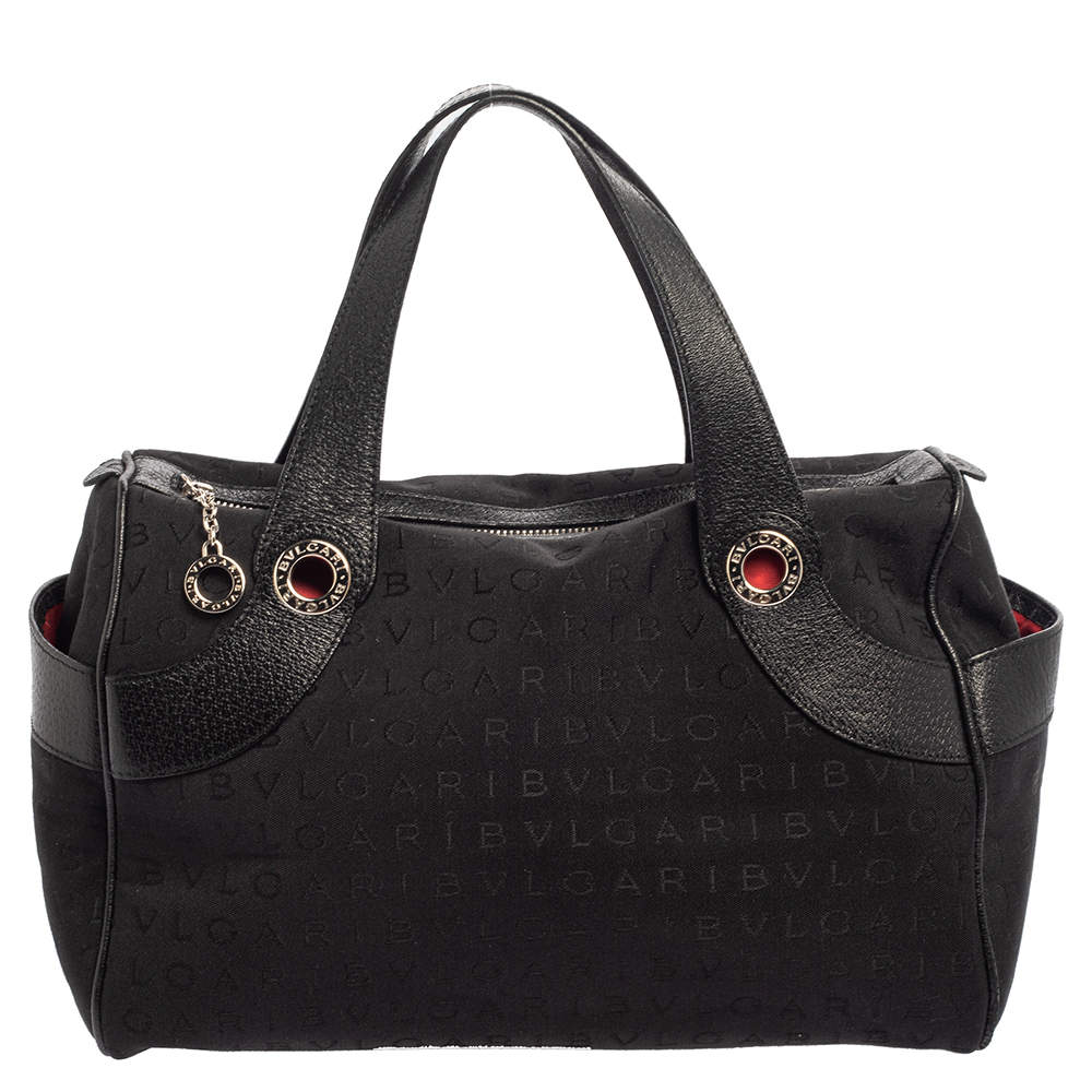 Bvlgari Black Monogram Canvas and Leather Satchel
