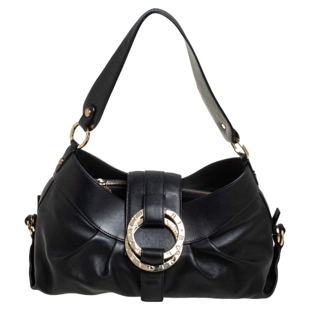 Bvlgari Black Leather Chandra Hobo
