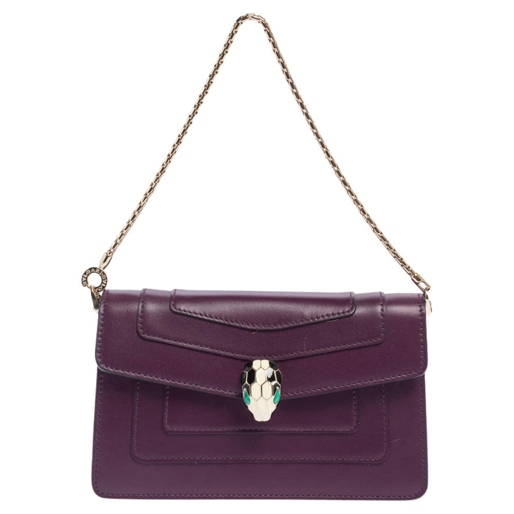 Bvlgari Purple Leather Serpenti Forever Chain Pochette 