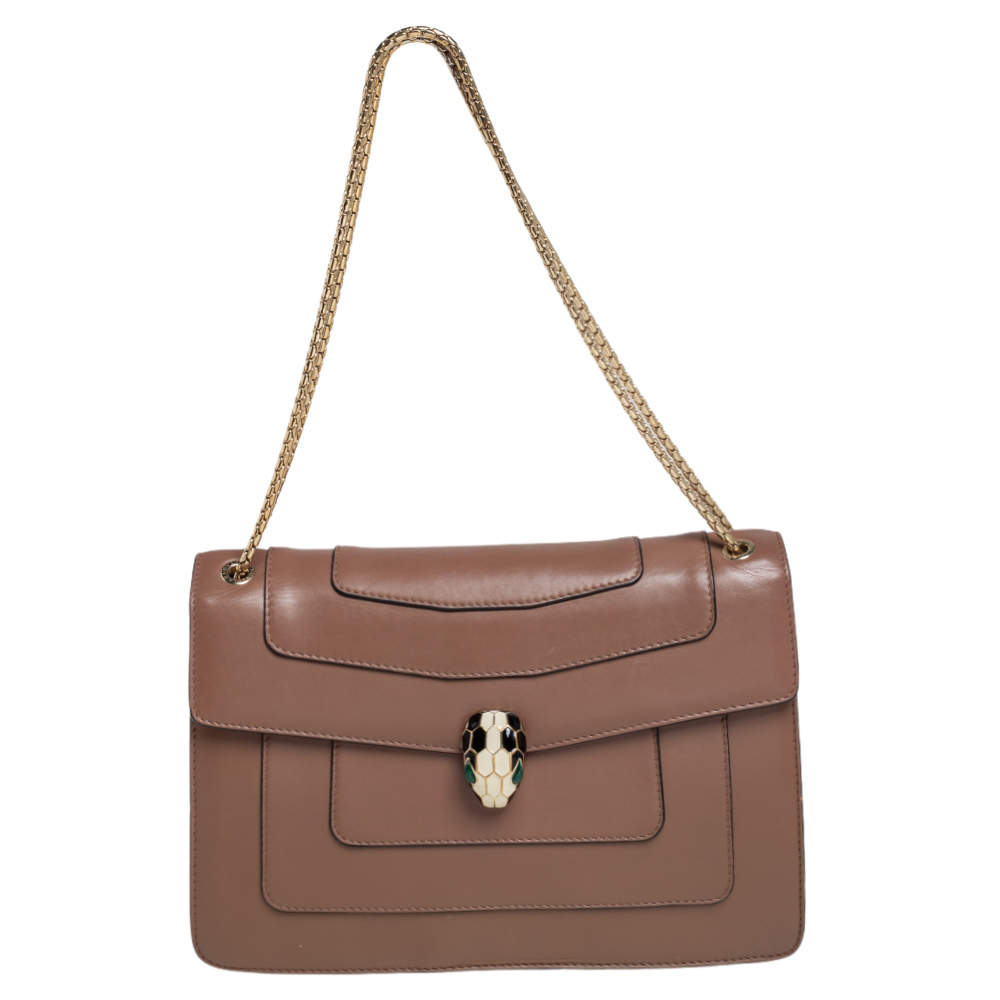 Pre Owned حقيبة كتف بلغاري فوريفر سيربينتي جلد بني متوسطة 