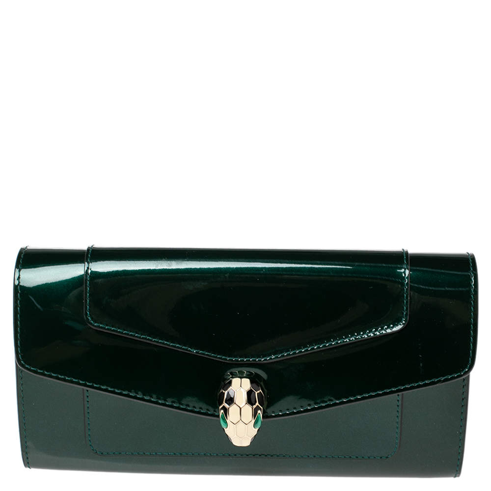 Bvlgari Green Patent Leather Serpenti Forever Continental Wallet
