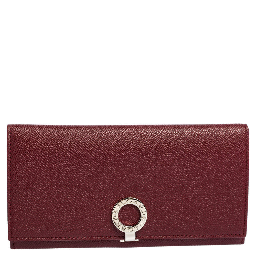 Pre Owned Bvlgari Ruby Wine Leather Bvlgari Bvlgari Continental Wallet