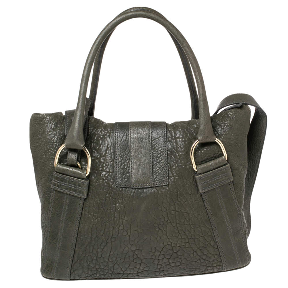 Bvlgari Green Ostrich Skin Leoni Shoulder Bag