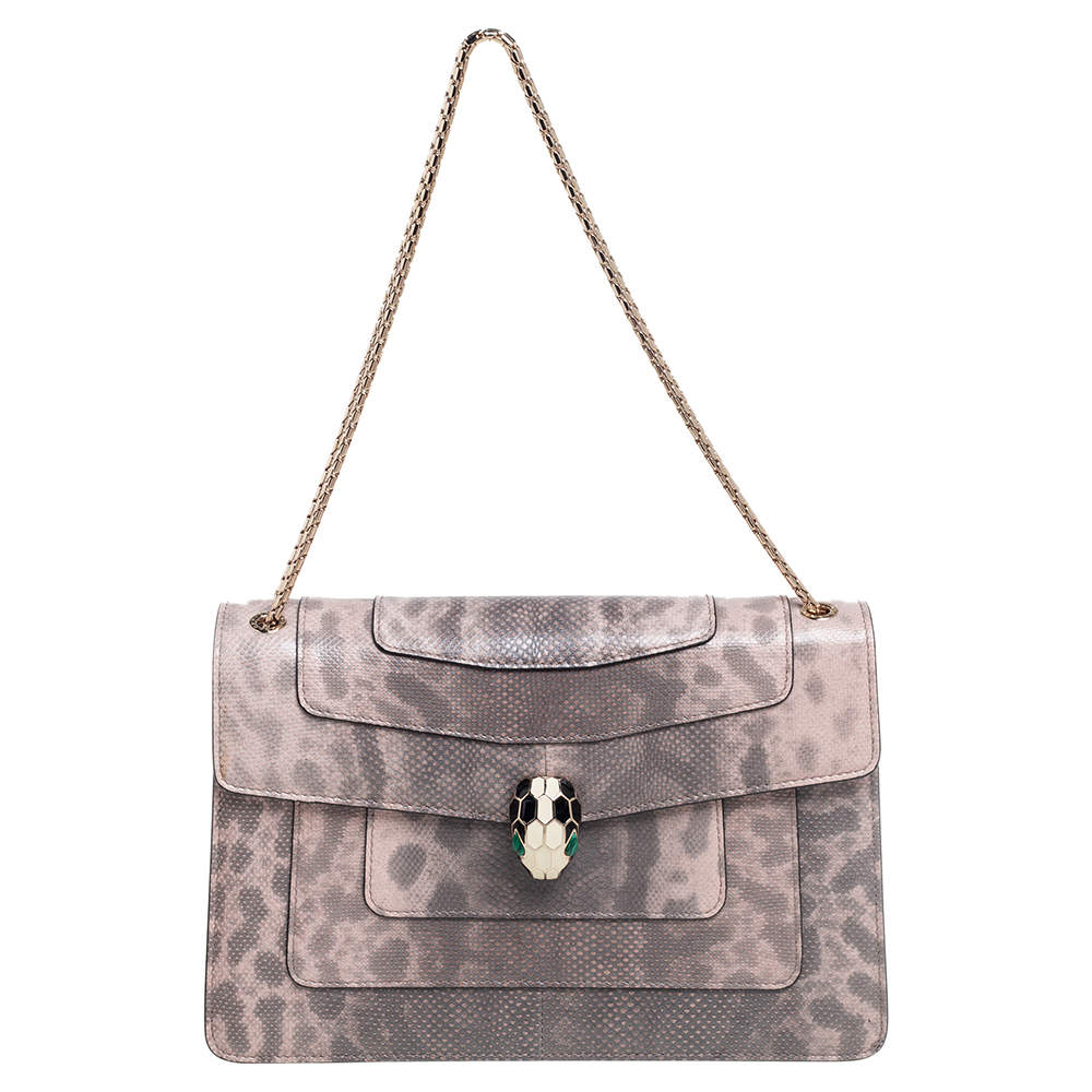 Pre Owned حقيبة كتف بلغاري سيربنتي فوريفر كارونغ بيج/أخضر متوسطة