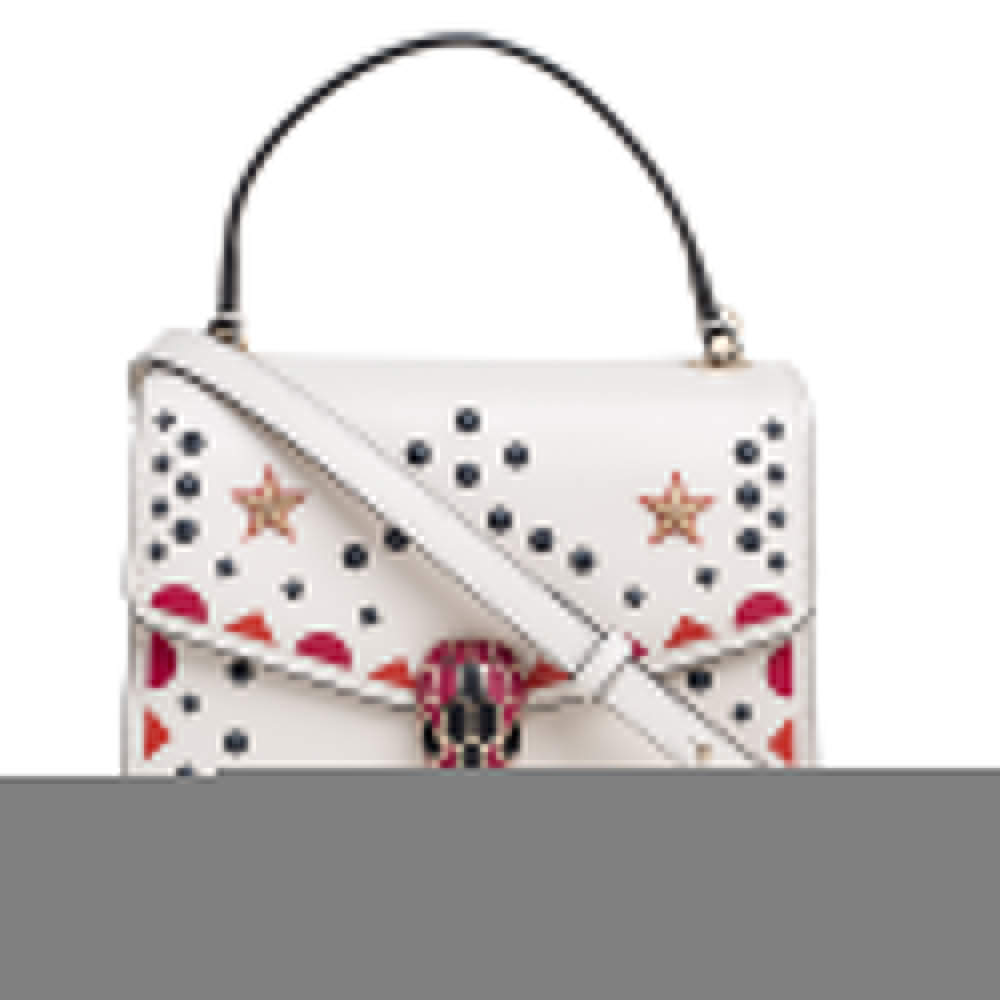 Pre Owned Bvlgari White Leather Embellished Serpenti Forever Flap Top Handle Bag