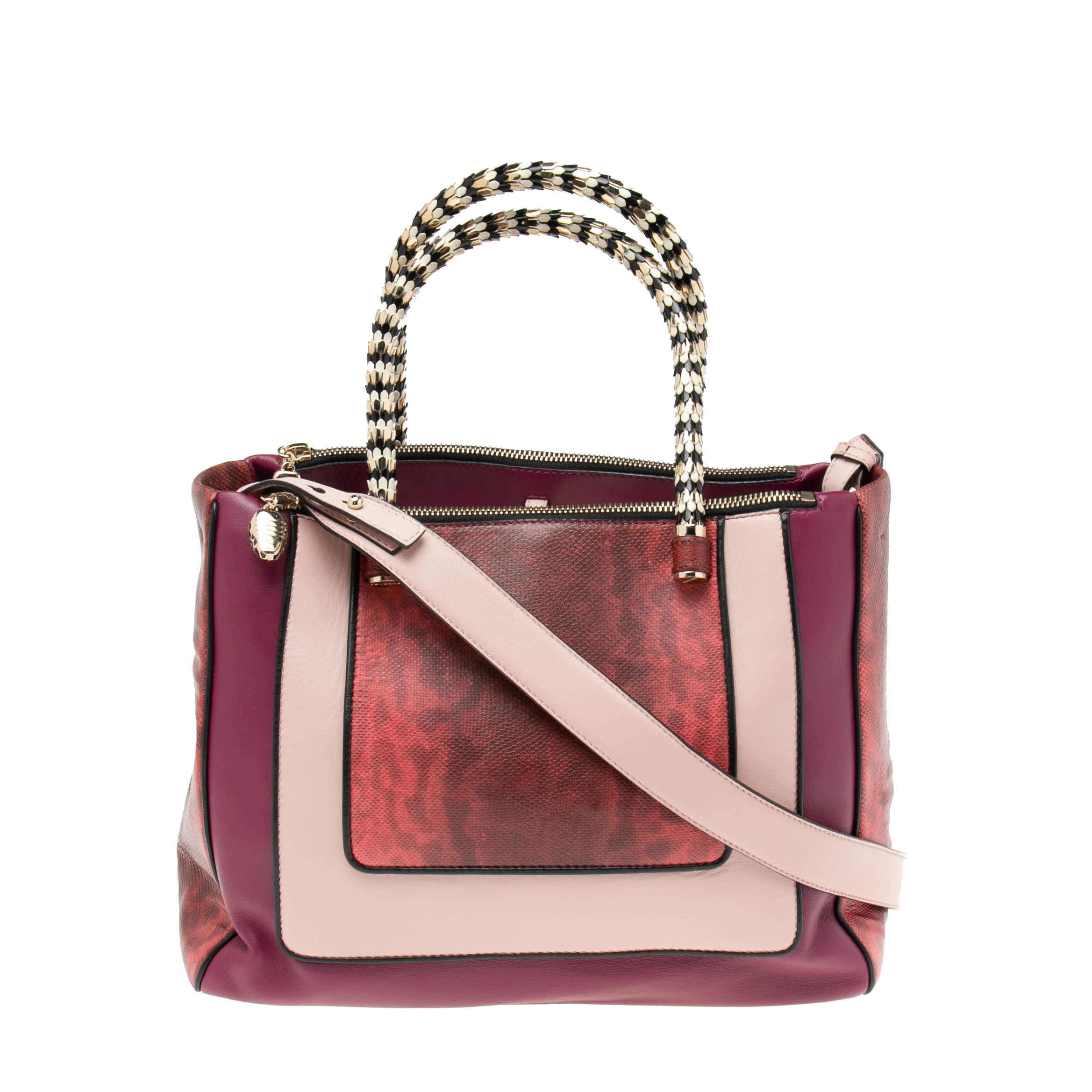Bvlgari Tri Color Leather and Kurung Serpenti Scaglie Tote