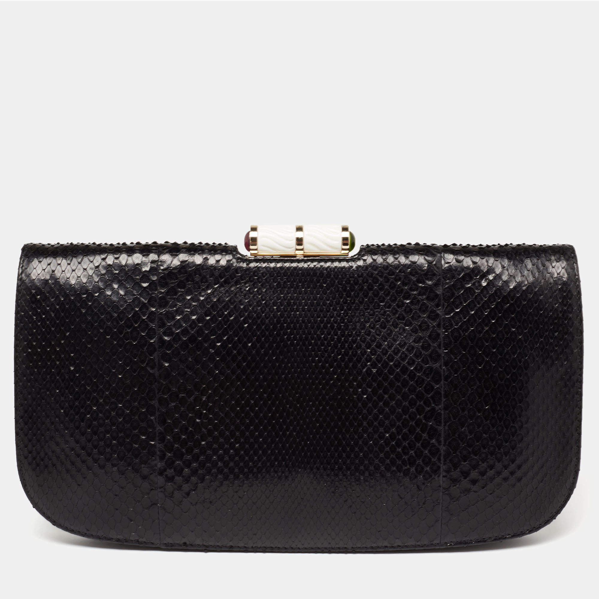 Bvlgari Black Python Leather Lipstick Clutch