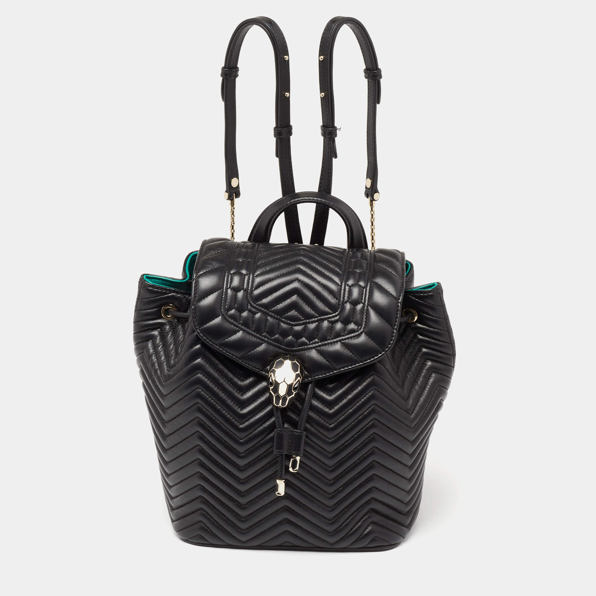 Bvlgari Black Quilted Leather Serpenti Forever Backpack