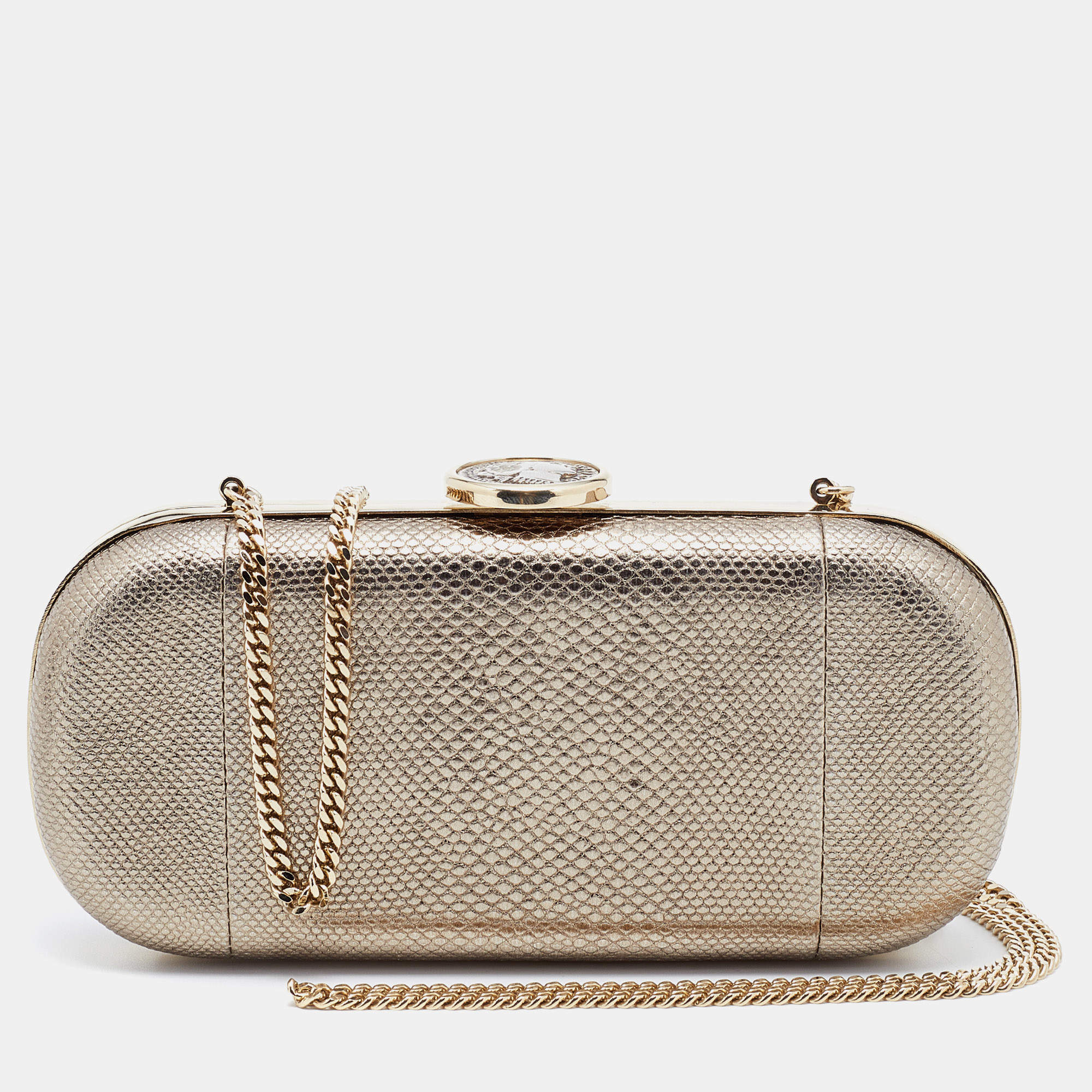 Pre Owned Bvlgari Metallic Gold Karung Chain Clutch
