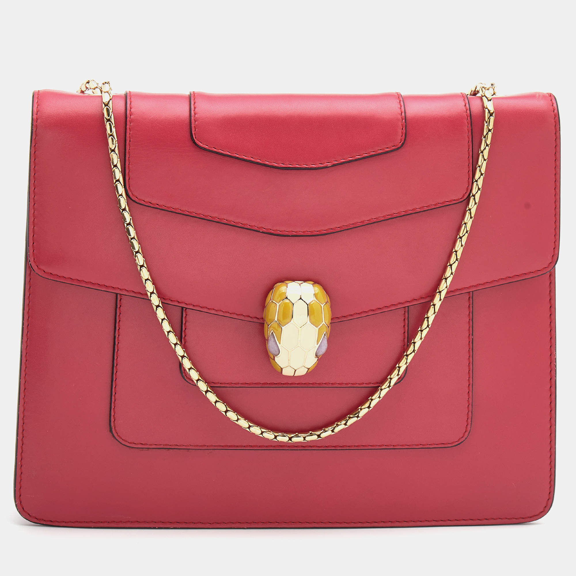 Bvlgari Pink Leather Medium Serpenti Forever Shoulder Bag