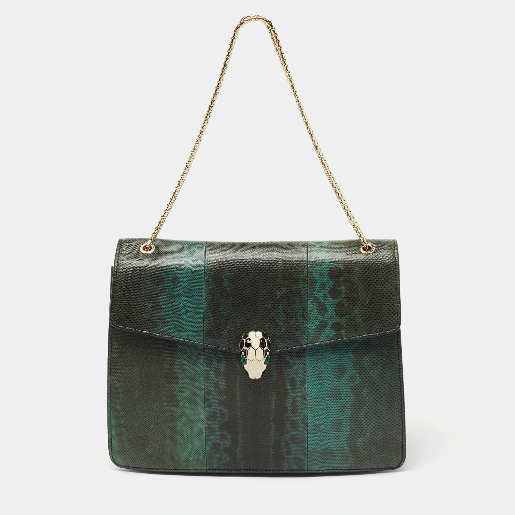 Bvlgari Green Karung Large Serpenti Forever Shoulder Bag