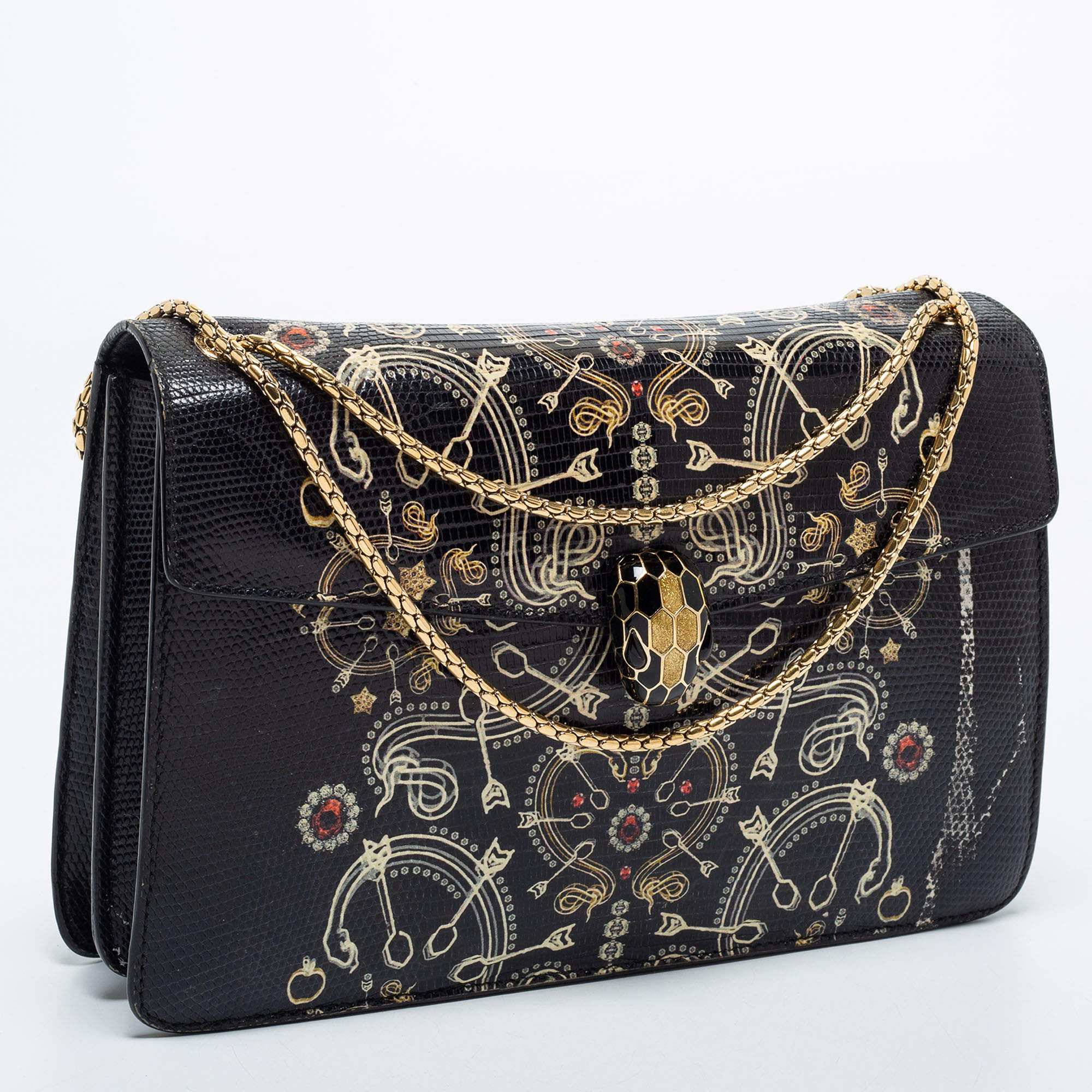 Bvlgari Black Lizard Serpenti Flap Bag, Luxury, Bags & Wallets on