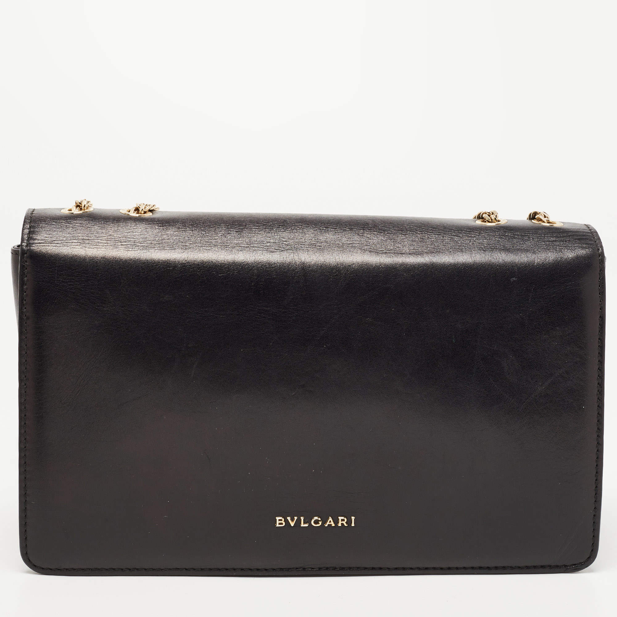 Bvlgari Black Leather and Perspex Flap Cover Shoulder Bag Bvlgari