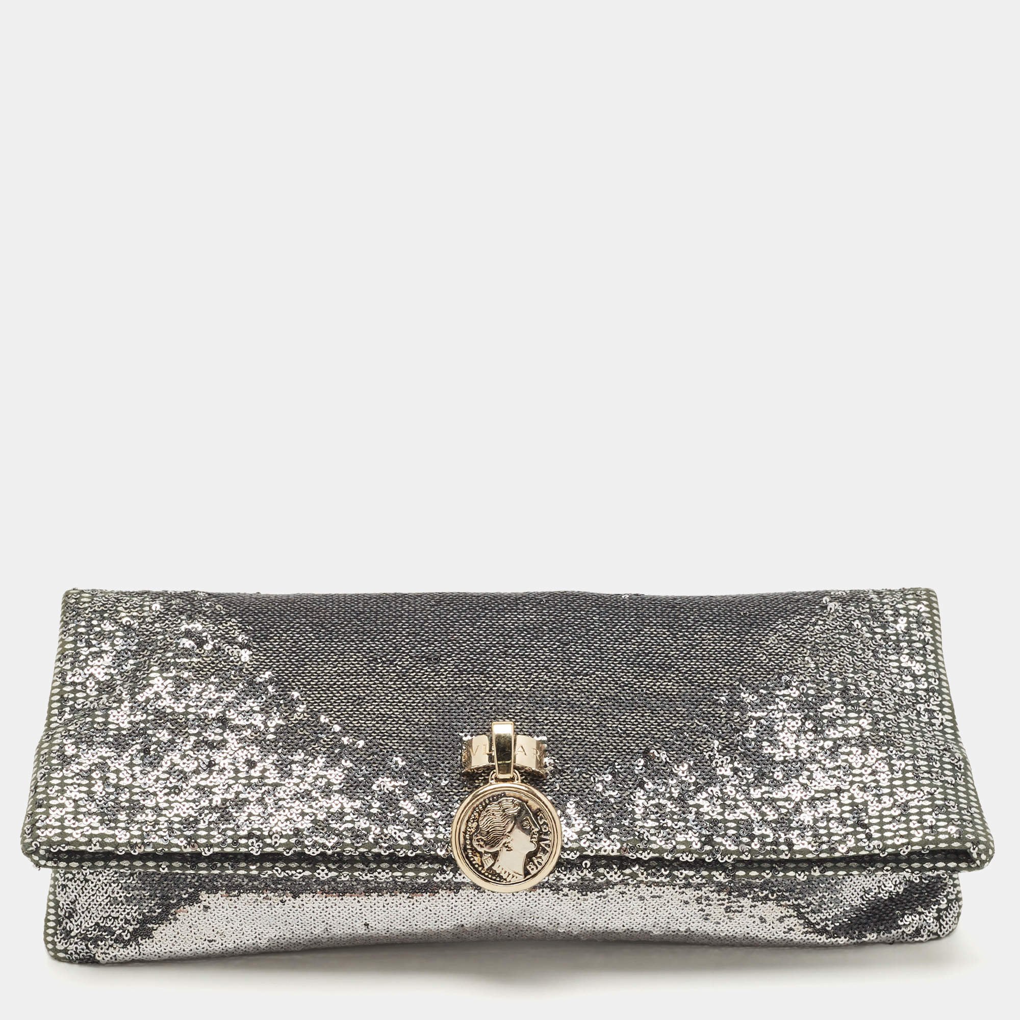 Bvlgari Silver Sequins Monete Clutch