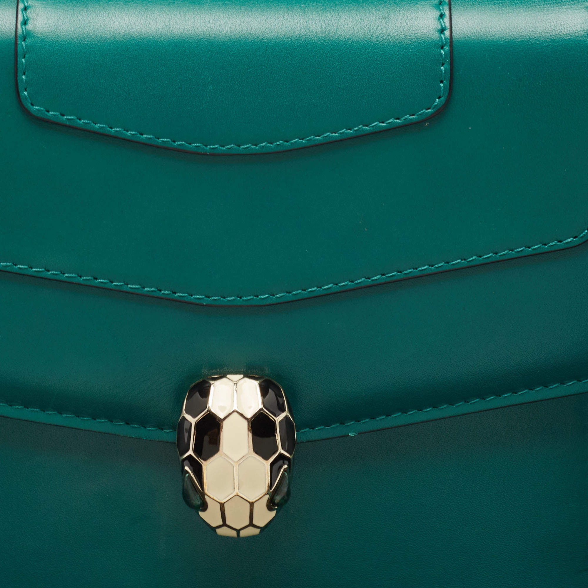 Bvlgari Green Leather Serpenti Forever Medium Shoulder Bag – Lux