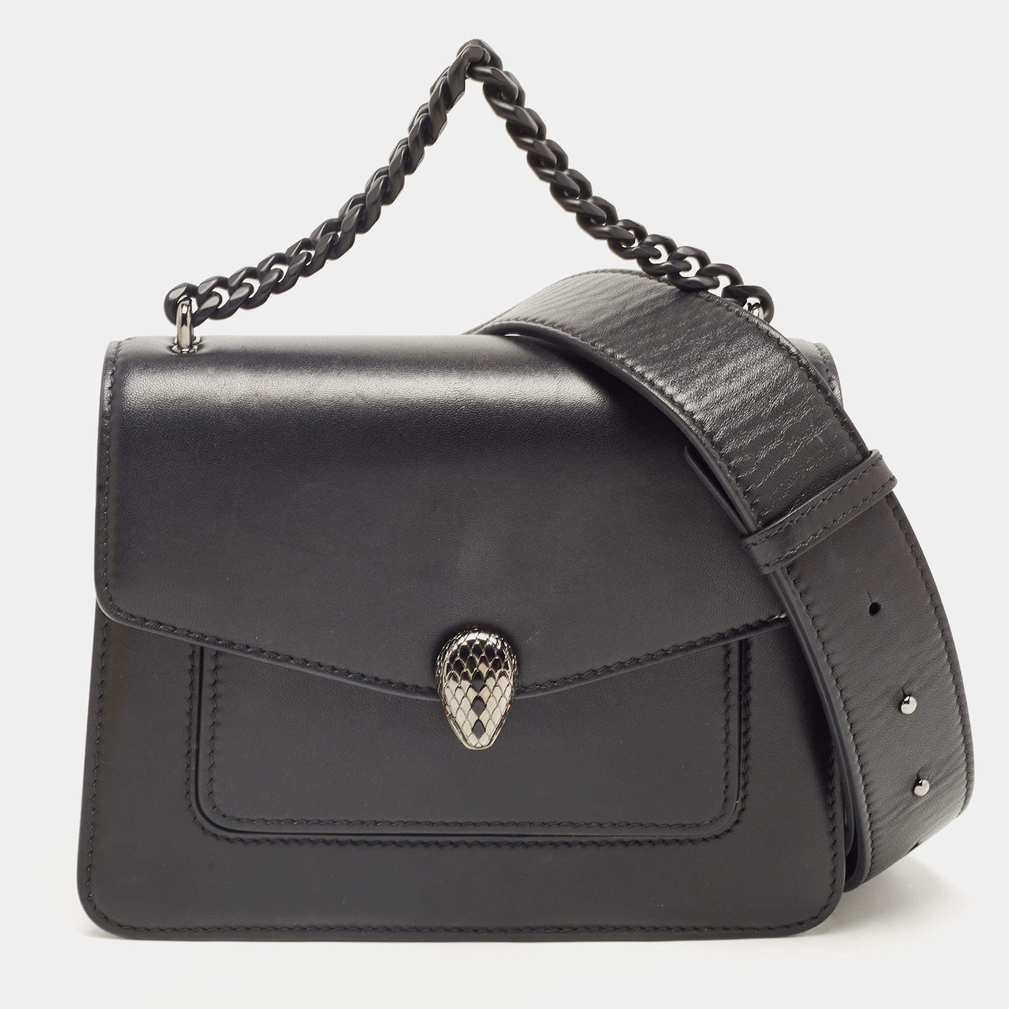 Authentic Bvlgari Serpenti Forever Shoulder Bag Leather - Black
