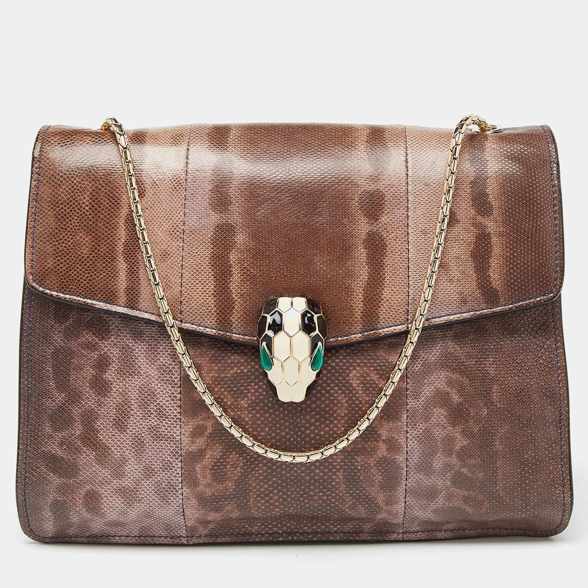 مملوكة مسبقًا Bvlgari Purple Karung Serpenti Forever Flap Shoulder Bag