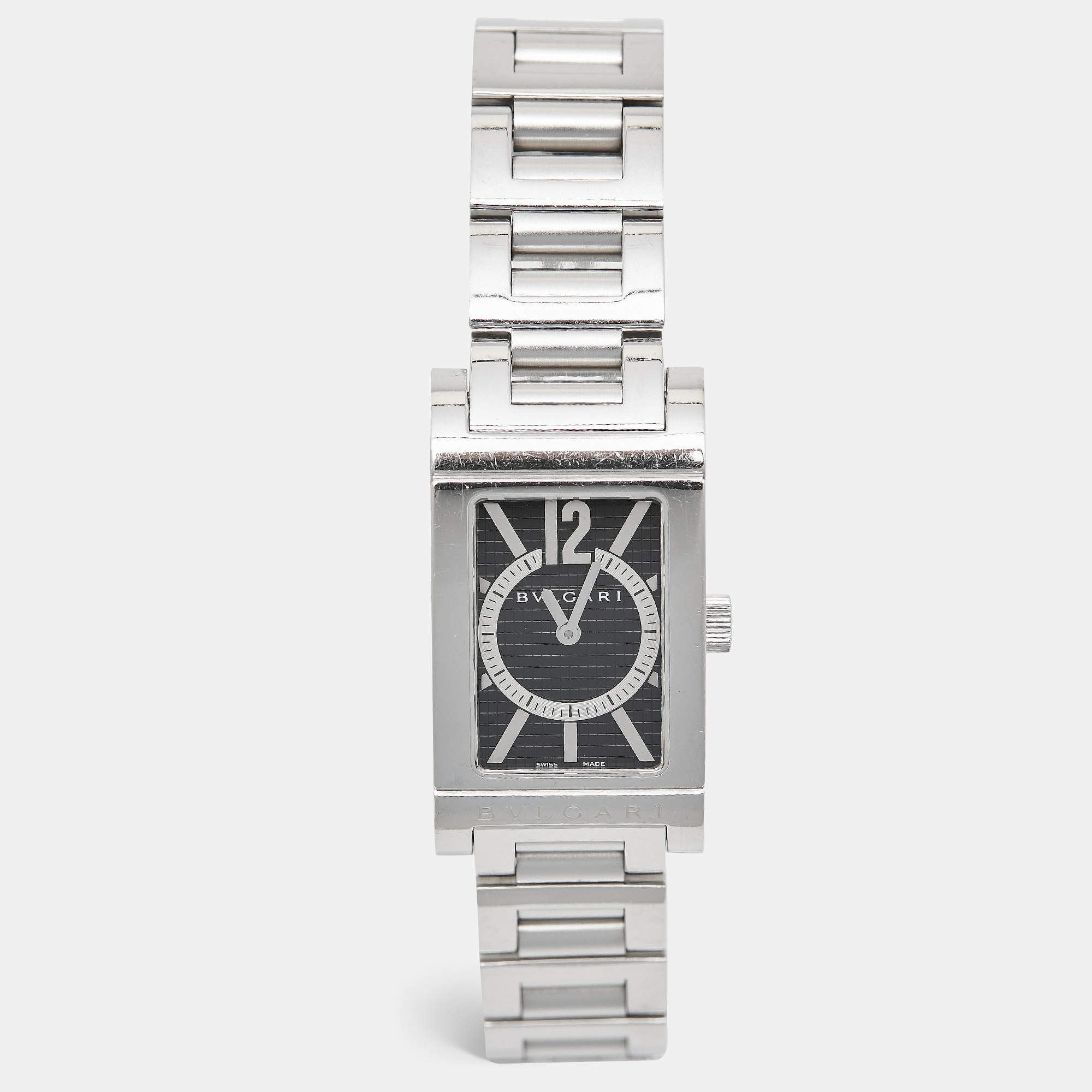 Bvlgari Black Stainless Steel Rettangolo RT39S Women's Wristwatch 21 mm 