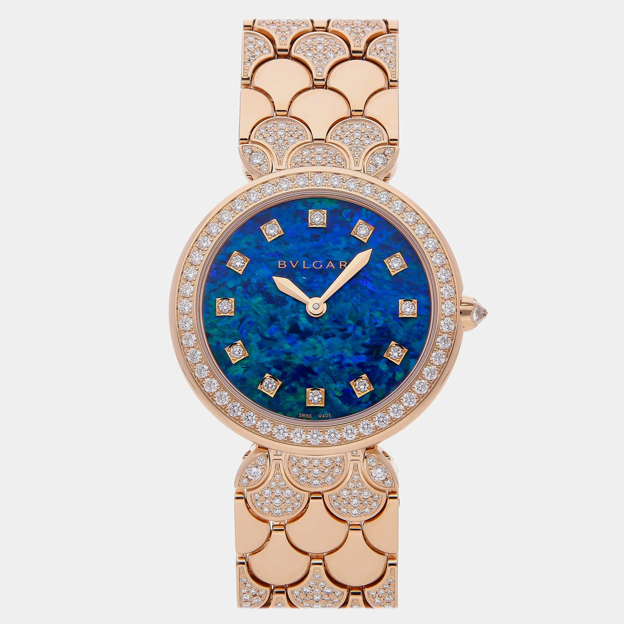 Bvlgari Blue 18k Rose Gold Divas' Dream 103646 Quartz Women's Wristwatch 33 mm