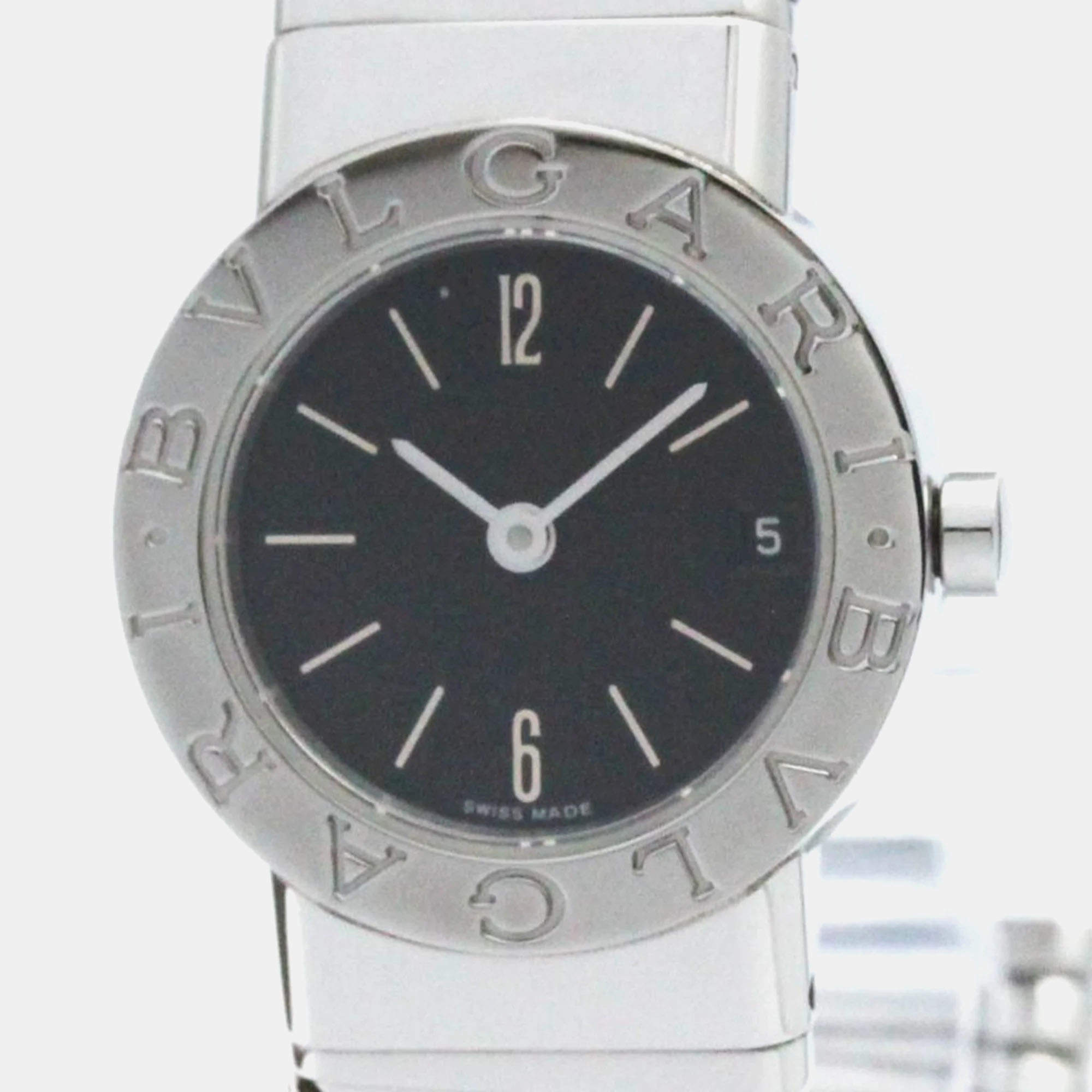 Bvlgari Black Stainless Steel Tubogas Quartz Women's Wristwatch 23 mm