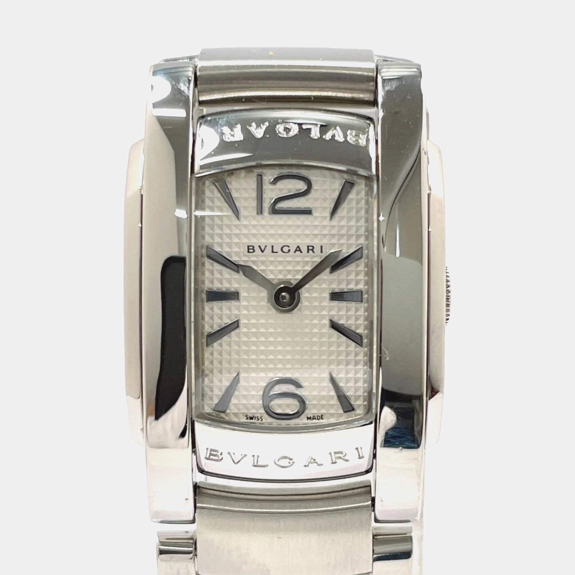 Bvlgari White Stainless Steel Assioma AA26S Quartz Women's Wristwatch 27 mm