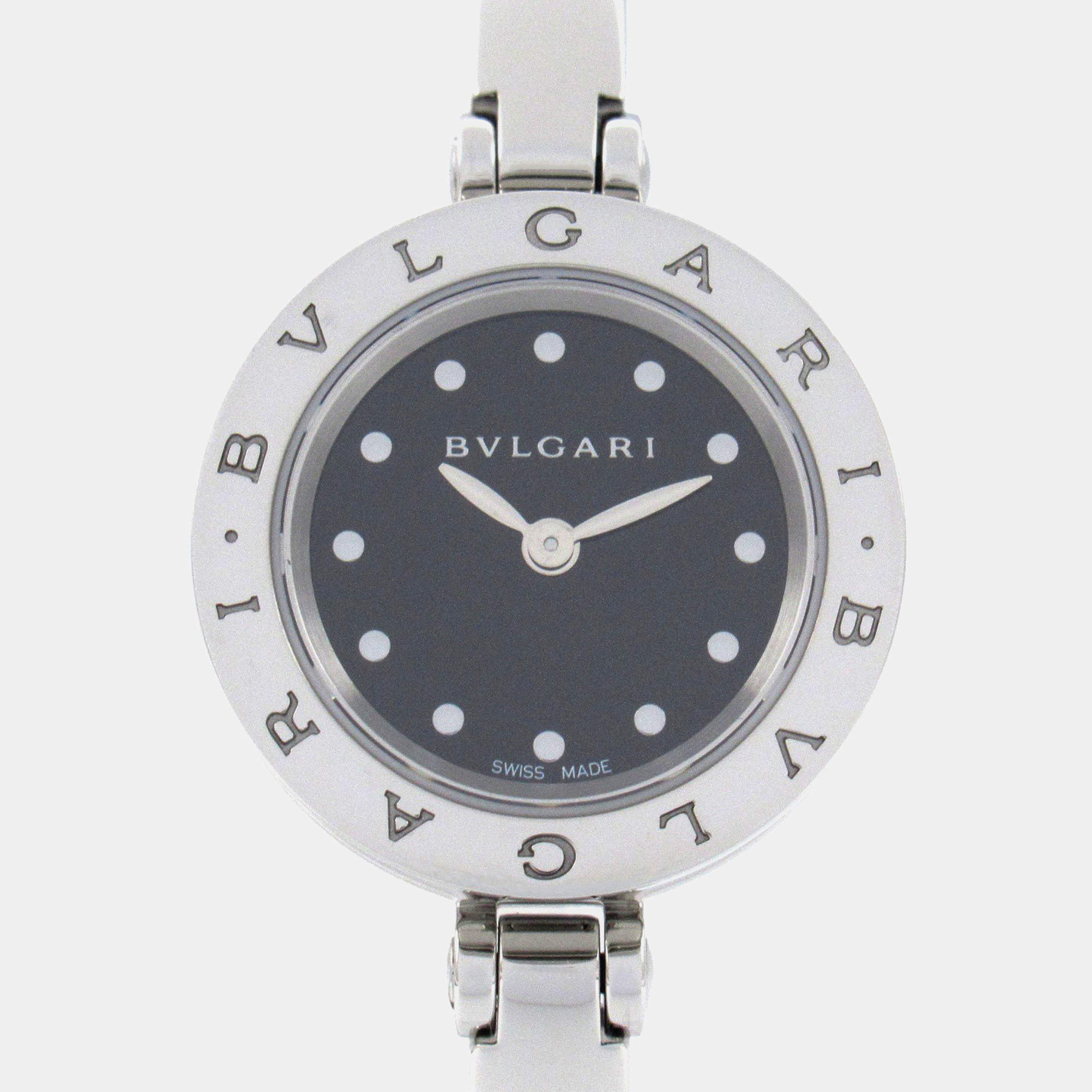 Bvlgari Black Stainless Steel B.Zero1 Quartz Women's Wristwatch 23 mm