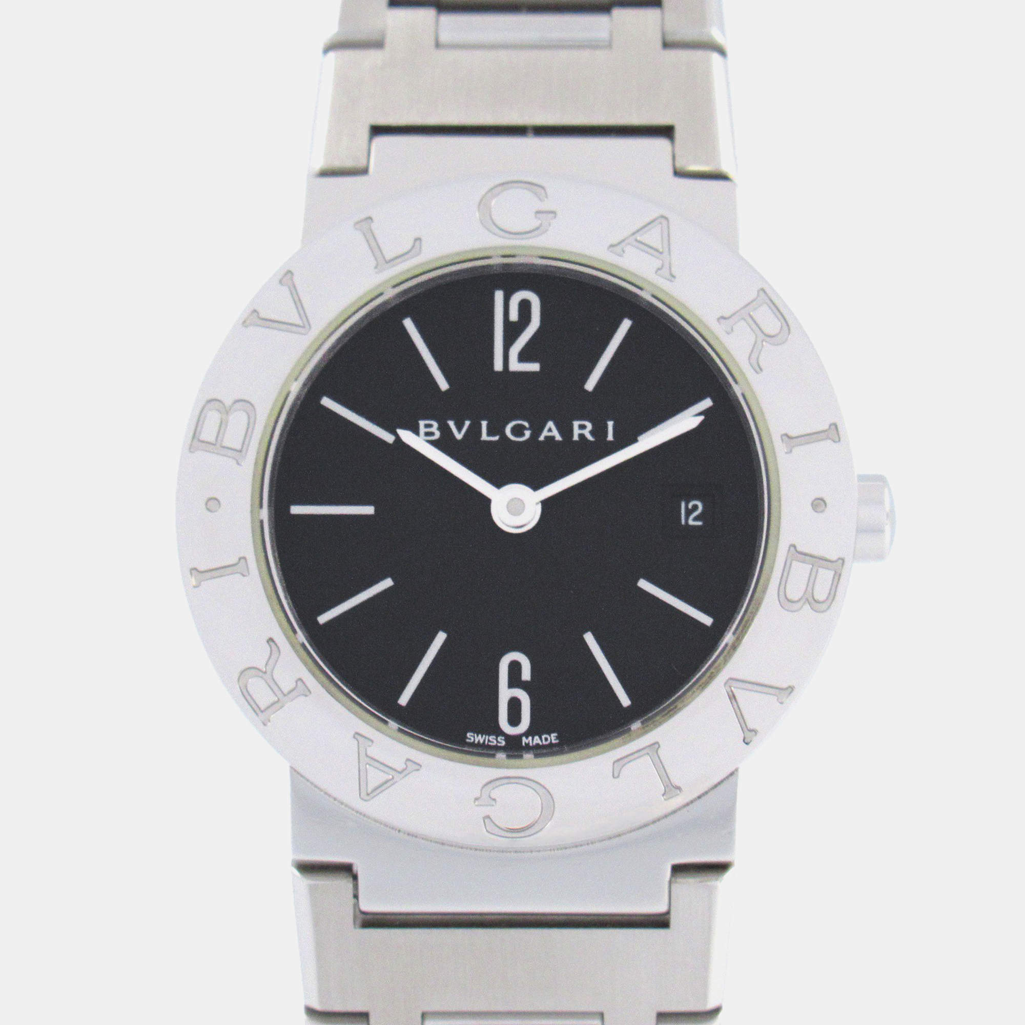 Bvlgari Black Stainless Steel Bvlgari Bvlgari BB26SS Quartz Women's Wristwatch 26 mm