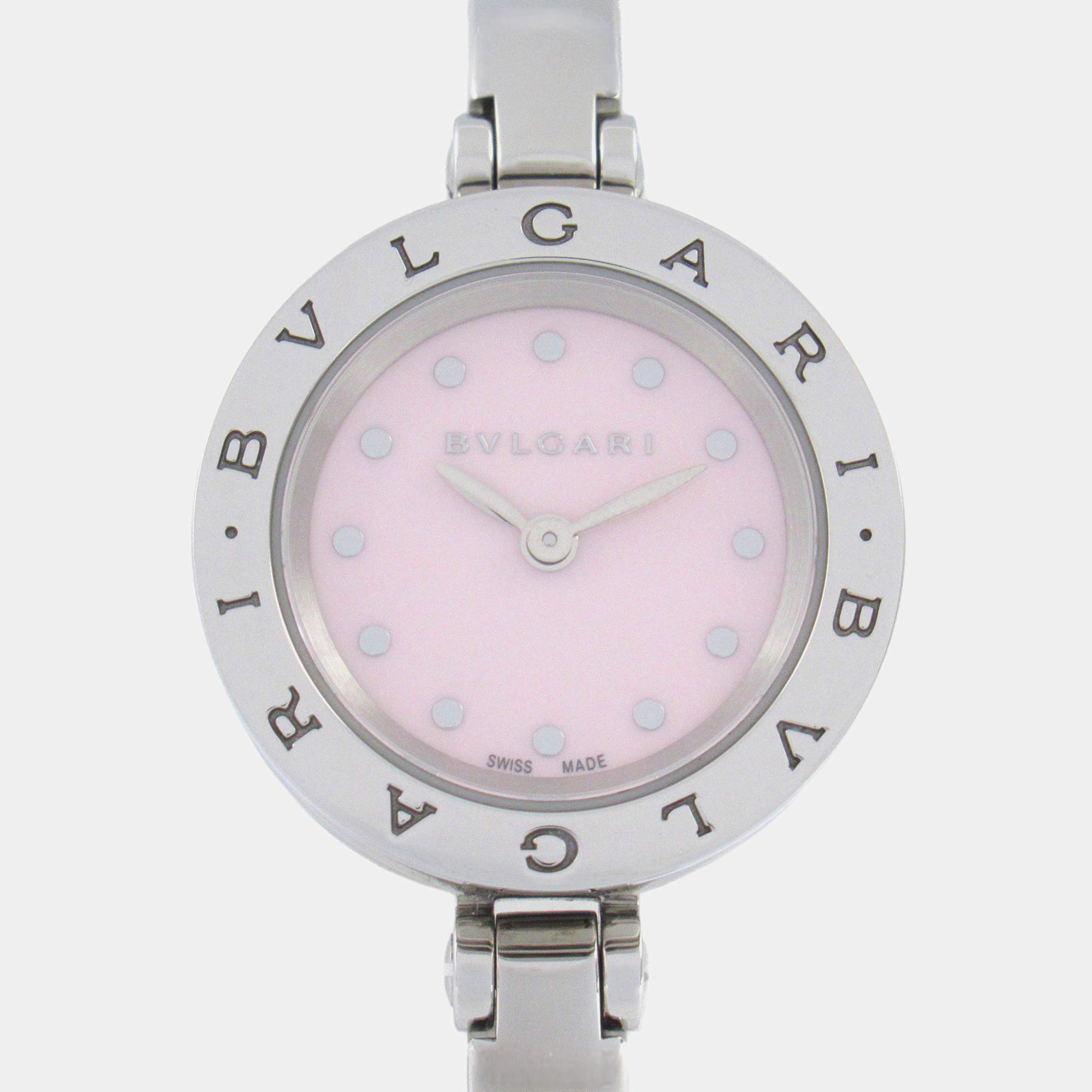 Bvlgari Pink Stainless Steel B.Zero1 BZ23S Quartz Women's Wristwatch 23 mm