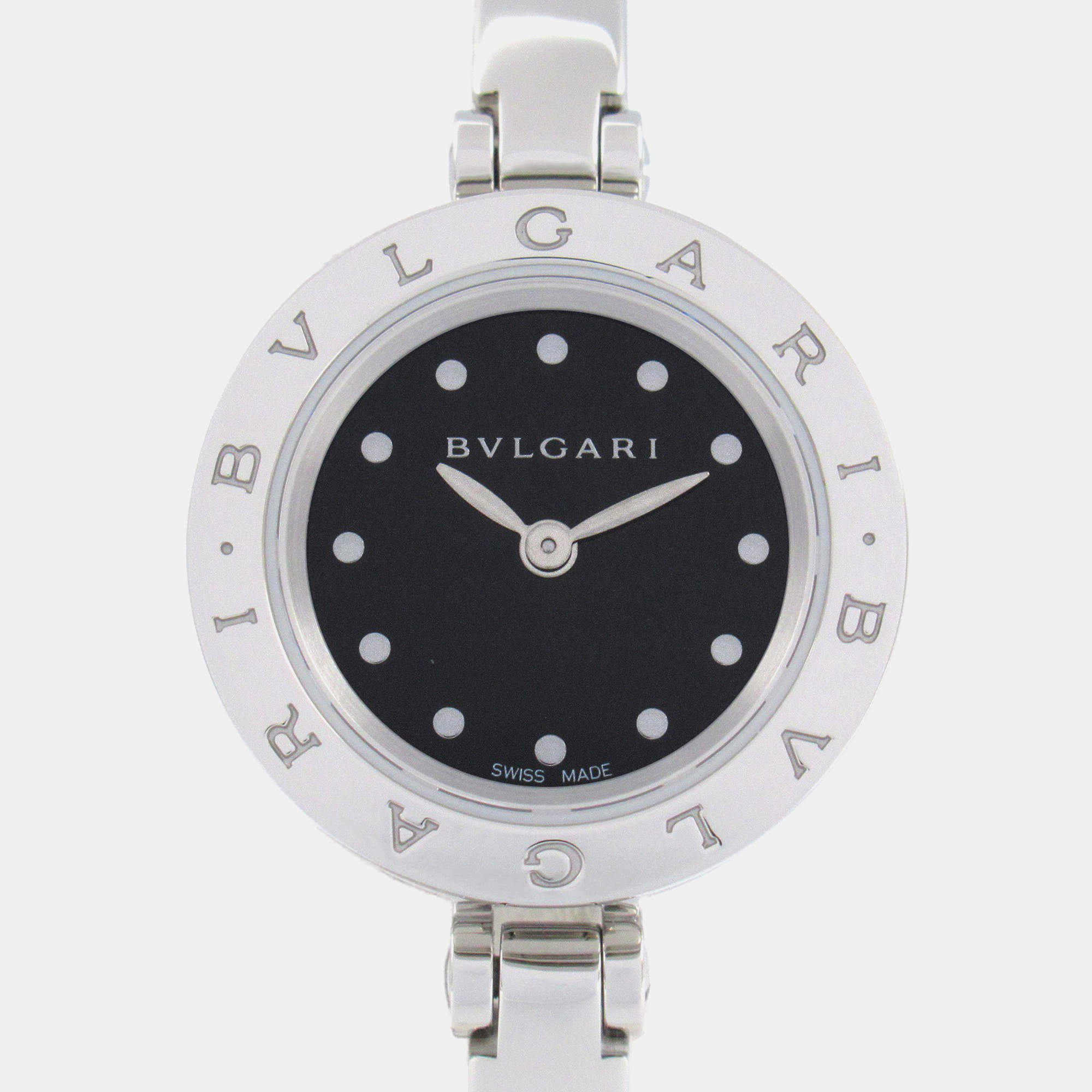 Bvlgari Black Stainless Steel B.Zero1 BZ23S Quartz Women's Wristwatch 23 mm