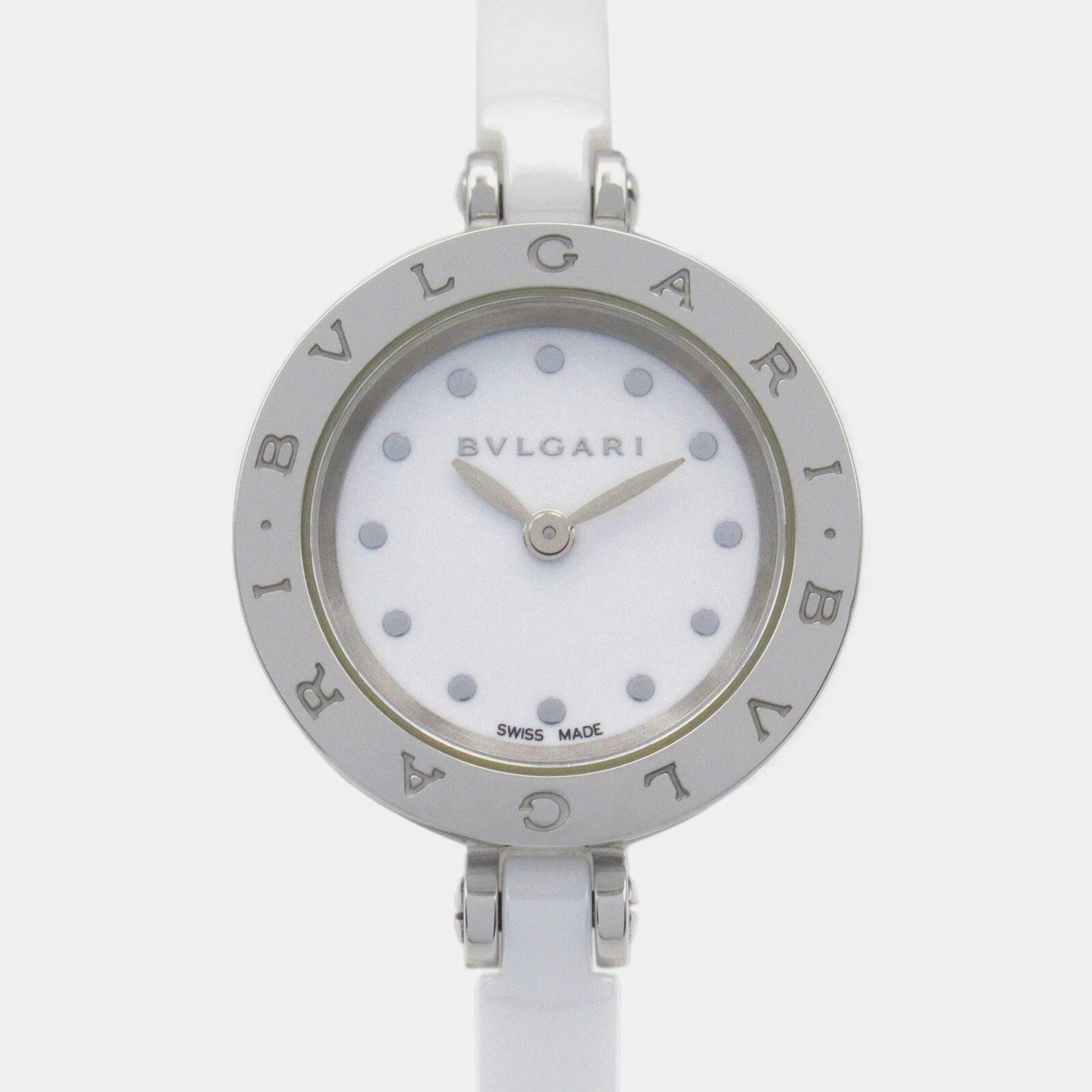 Bvlgari White Stainless Steel Ceramic B.Zero1 BZ23SC Quartz Women's Wristwatch 23 mm