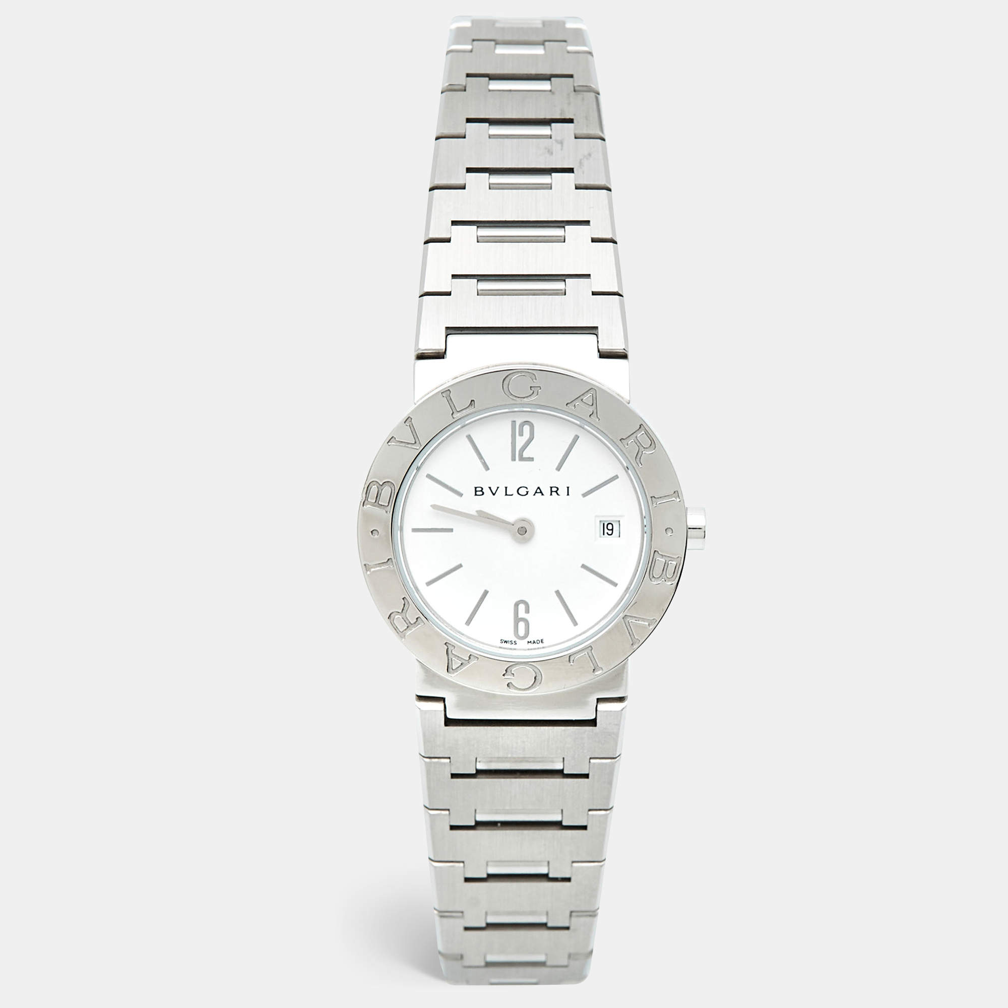 Pre Owned Bvlgari White Dial Stainless Steel Bvlgari Bvlgari 101135 Women's Wristwatch 26 mm